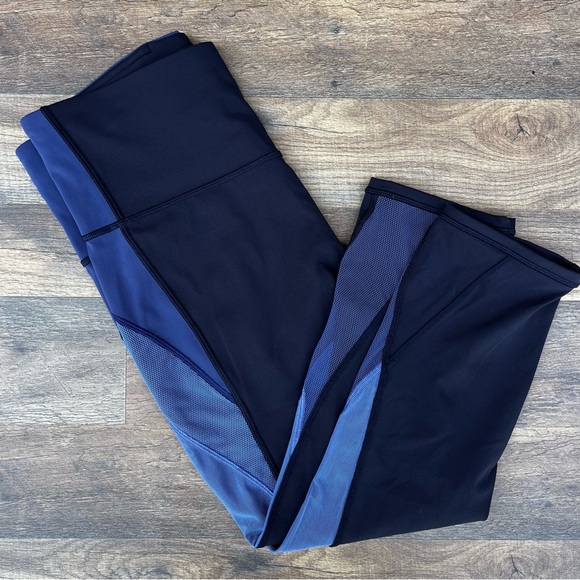 Lululemon Athletica Colorblock Navy and Royal Blue Leggings - Picture 1 of 8